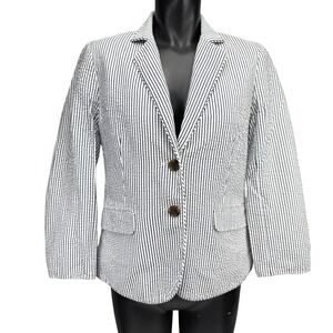 J.CREW Schoolboy Seersucker Navy & White Stripe Classic Preppy‎ Blazer Jacket M